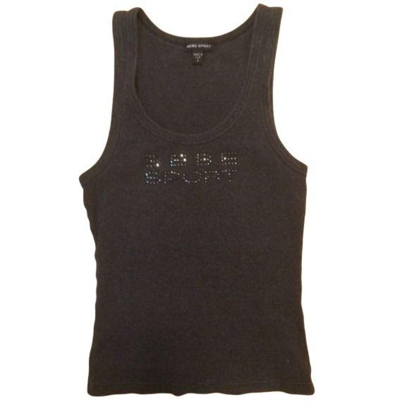 Bebe 90s Vintage Dark Grey Ribbed Tank Top. Size SMALL - Picture 4 of 7